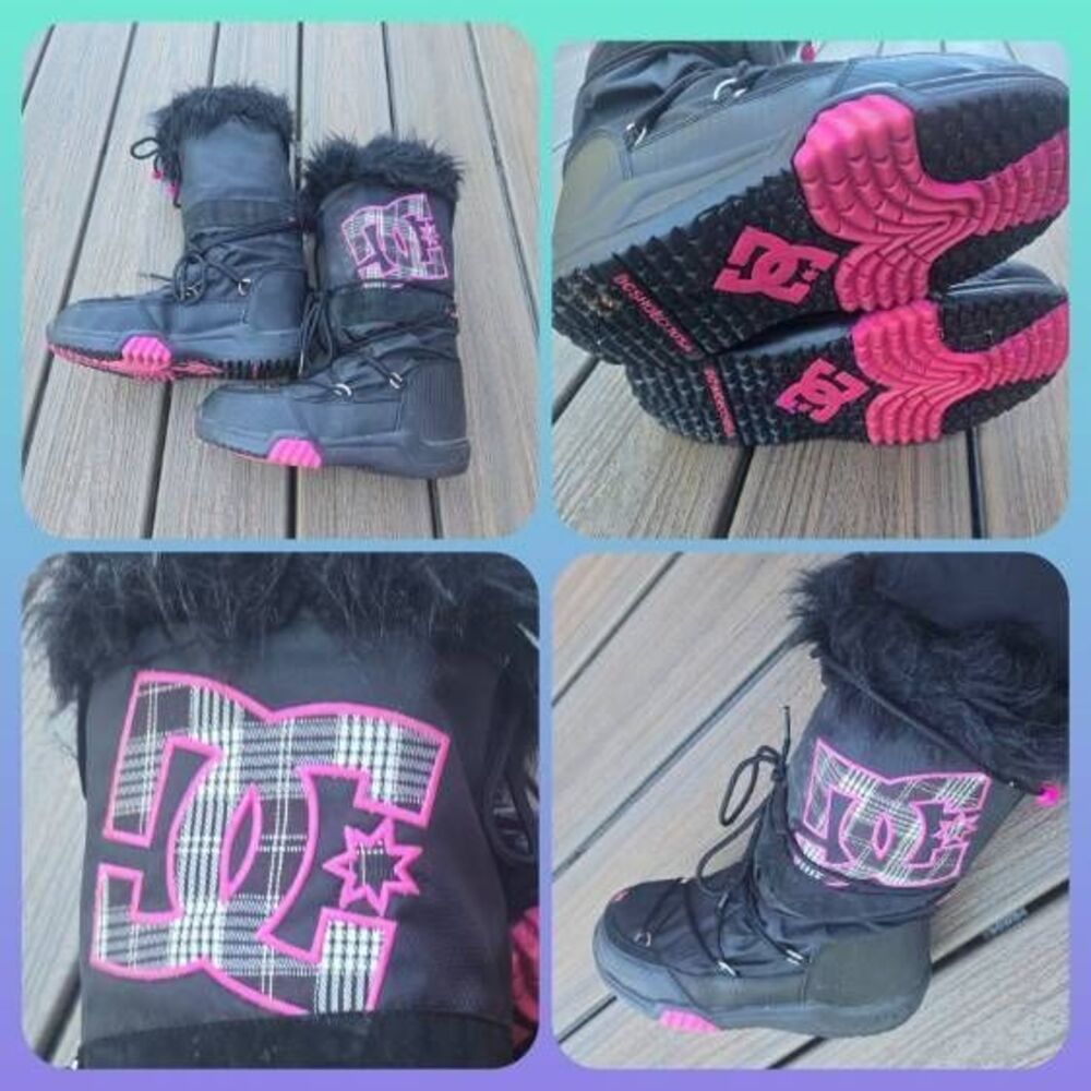 DC Chalet Moon style snow boots big girls youth size 7 black pink